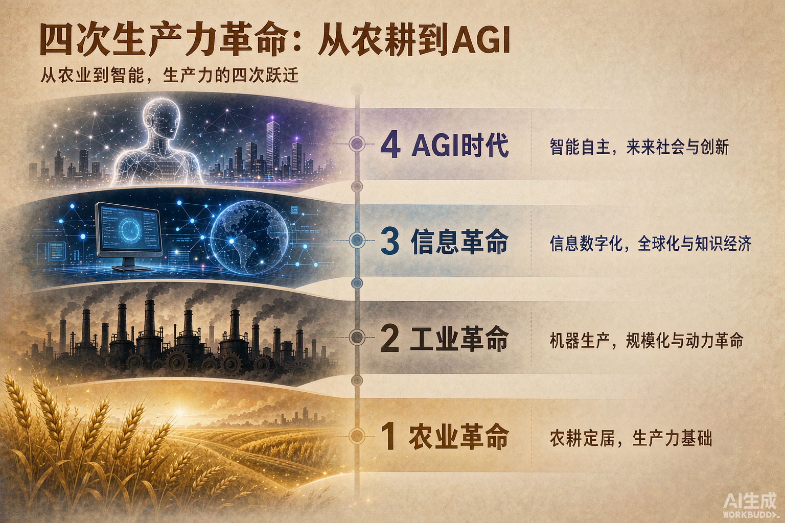 图：四次生产力革命——财富永远属于掌握生产力工具的人